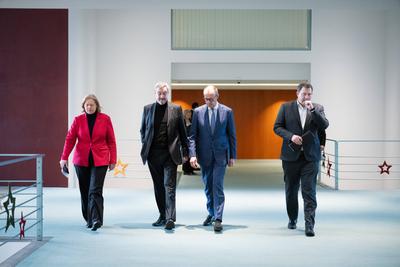 Pressestatement nach Koalitionsausschuss, Bundeskanzleramt-stock-foto