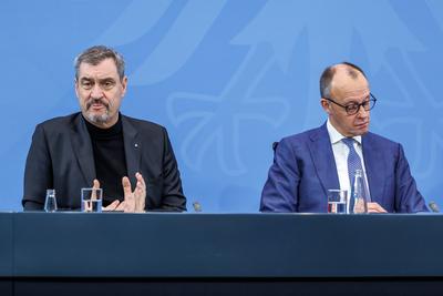 Pressestatement zu den Ergebnissen des Koalitionsausschusses-stock-foto