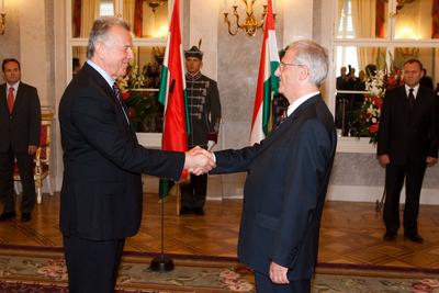 Schmitt Pál és Sólyom László tárgyalása-stock-foto