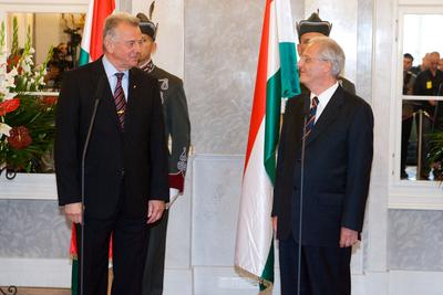 Schmitt Pál és Sólyom László tárgyalása-stock-foto