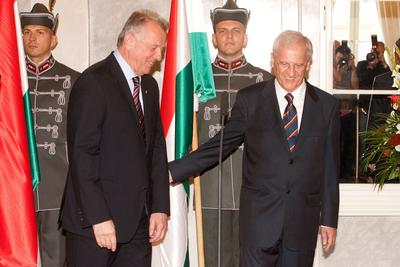 Schmitt Pál és Sólyom László tárgyalása-stock-foto