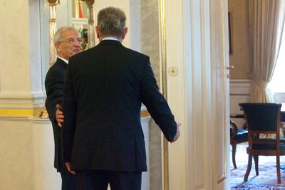 Schmitt Pál és Sólyom László tárgyalása-stock-foto