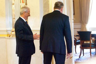 Schmitt Pál és Sólyom László tárgyalása-stock-foto