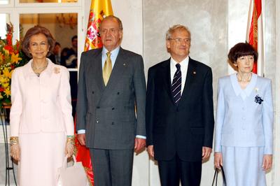 Magyarországon a spanyol királyi pár-stock-foto