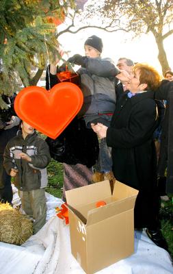 Lamperth Mónika ajándékozott a Roosevelt téren-stock-foto