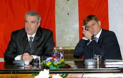 Budapestre látogatott Calin Popescu Tariceanu román miniszterelnök-stock-foto