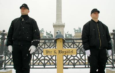 A Vér és Becsület rendezvénye a Hősök terén-stock-foto