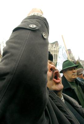 Agrárdemonstráció a Kossuth téren-stock-foto
