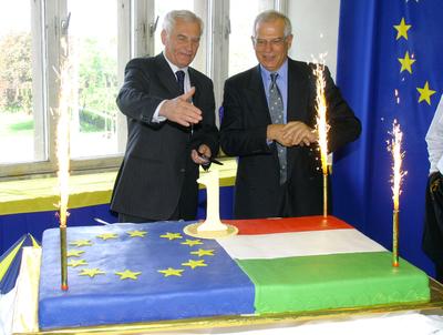 Josep Borell az EP elnöke Magyarországon-stock-foto