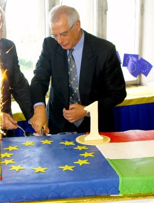 Josep Borell az EP elnöke Magyarországon-stock-foto
