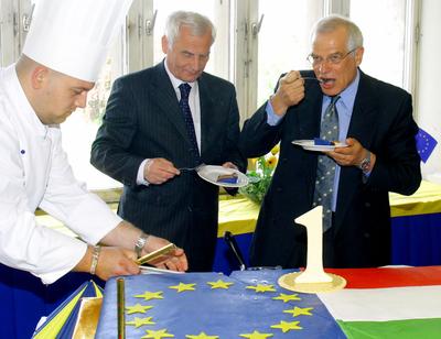 Josep Borell az EP elnöke Magyarországon-stock-foto