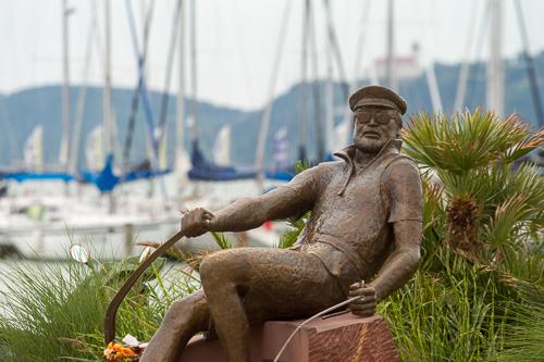 Balatonfüred, Bujtor István szobra-stock-foto