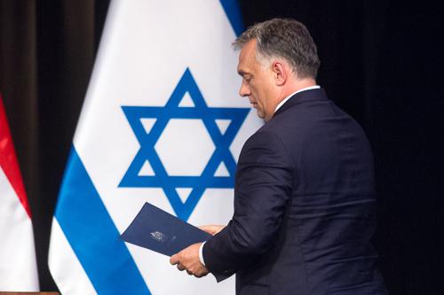 Orbán Viktor és Benjamin Netanjahu a MAZSIHISZ-be látogatott-stock-foto