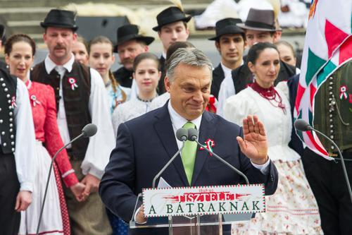 Március 15-i ünnepség a Nemzeti Múzeum előtt-stock-foto