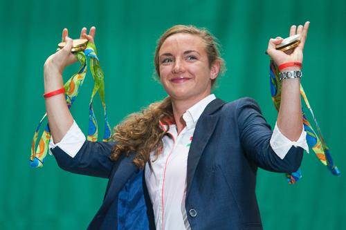 A Syma-csarnokban fogadták olimpikonjainkat-stock-foto