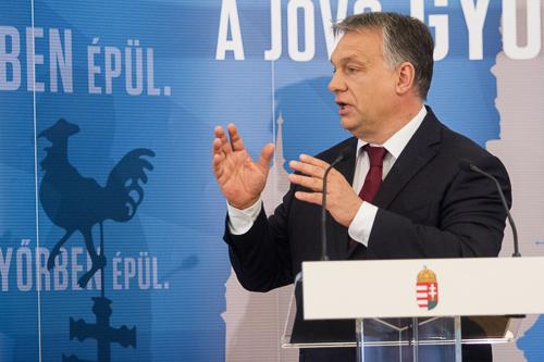 Orbán Viktor Győrbe látogatott-stock-foto