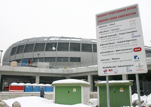 Az épülõ Budapest Sportcsarnok-stock-foto