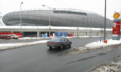 Az épülõ Budapest Sportcsarnok-stock-foto