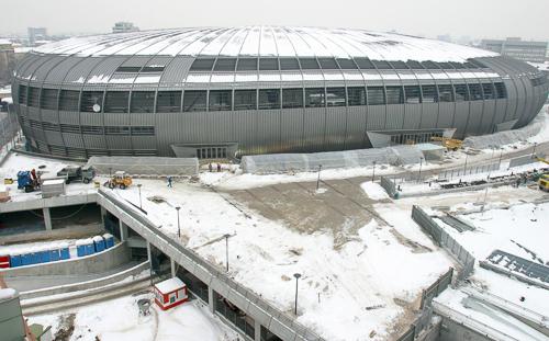 Az épülõ Budapest Sportcsarnok-stock-foto