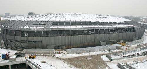 Az épülõ Budapest Sportcsarnok-stock-foto