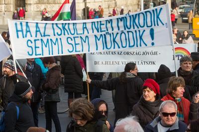 Oktatás - A Tanítanék Mozgalom demonstrációja-stock-foto