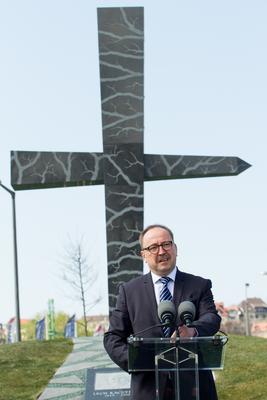 Politika - Szmolenszk emlékmű avatás-stock-foto