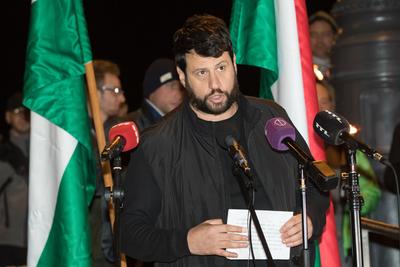 Fáklyás tüntetés a tandíj ellen a Gellért tér és a Corvinus Egyetem között.A képen Puzsér Róbert.2018.10.23.Fotó:Vörös Szilárd-stock-foto