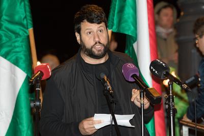 Fáklyás tüntetés a tandíj ellen a Gellért tér és a Corvinus Egyetem között.A képen Puzsér Róbert.2018.10.23.Fotó:Vörös Szilárd-stock-foto