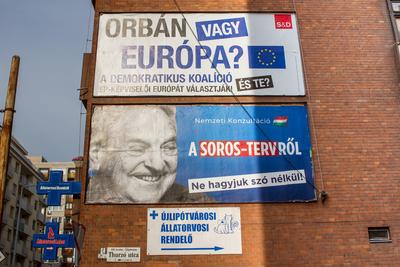 Soros és DK plakát Újlipótvárosban.2017.10.18.Fotó:Vörös Szilárd-stock-foto