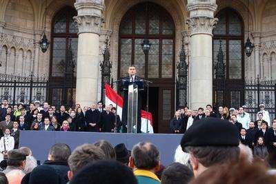 Megemlékezés az 1956-os forradalom és szabadságharc évfordulóján-stock-foto