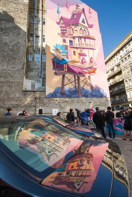 Átadták az elsõ festett tûzfalat Budapesten az Arany János és a Sas utca sarkán.2016.09.21.Fotó:Vörös Szilárd-stock-foto