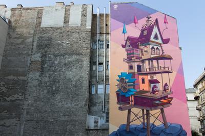 Átadták az elsõ festett tûzfalat Budapesten az Arany János és a Sas utca sarkán.2016.09.21.Fotó:Vörös Szilárd-stock-foto