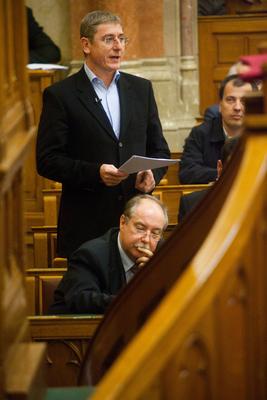 Budapest, 2010.11.30.
Az Országgyűlés 54. ülésnapja.

A képen: Gyurcsány Ferenc (hátul) és Kiss Péter-stock-foto