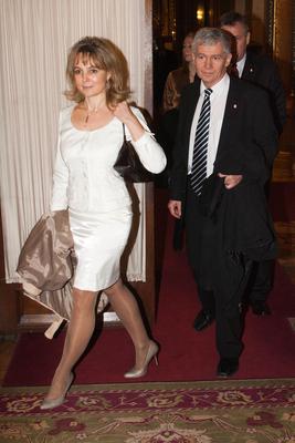 Polt Péter és felesége-stock-foto