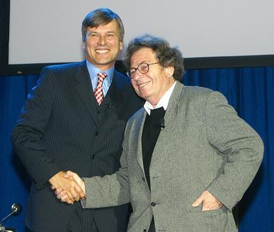 Demszky Gábor és Konrád György-stock-foto