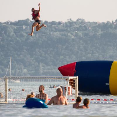 Strandolók Balatonfüreden-stock-foto