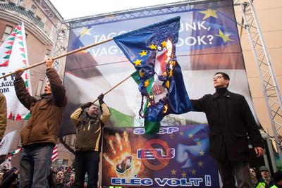 Tüntetés az EU-ból való kilépés mellett-stock-foto