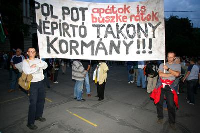 Ismét a kormány ellen tüntettek a Kossuth téren-stock-foto