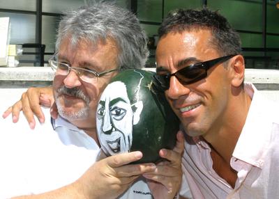 Portréképek görögdinnyén-stock-foto