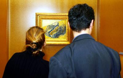 A kulturális miniszter megnyitotta a Van Gogh-kiállítást-stock-foto