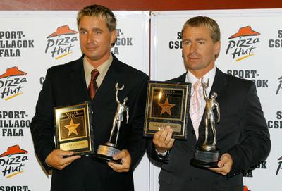 A Lázár-testvérek kézlenyomata is felkerül a Magyar Sportcsillagok Falára-stock-foto