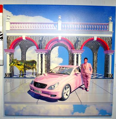 Festménykiállítás Győzikéről-stock-foto