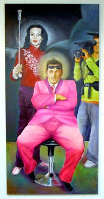 Festménykiállítás Győzikéről-stock-foto