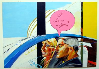 Festménykiállítás Győzikéről-stock-foto