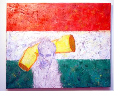 Festménykiállítás Győzikéről-stock-foto