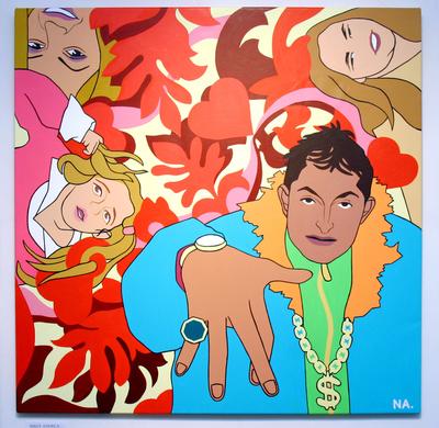 Festménykiállítás Győzikéről-stock-foto