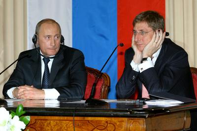 Putyin Budapesten-stock-foto