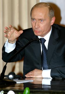 Putyin Budapesten-stock-foto