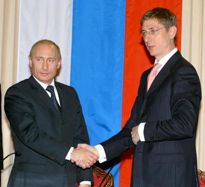 Putyin Budapesten-stock-foto