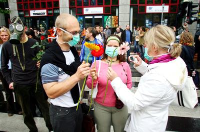Radikális gyalogosok bénították meg a forgalmat-stock-foto